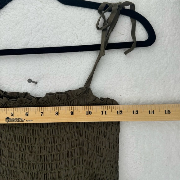 Pomander Place Tuckernuck Shallon Tie Strap Maxi Dress Olive Smocked Springy XS - Picture 7 of 10